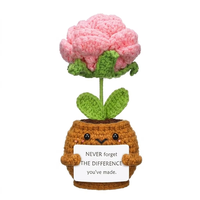 Ensemble unique de plantes en pot au crochet, mini tournesol, rose, tulipe faits à la main avec carte de message pour un cadeau d'anniversaire ou un décor