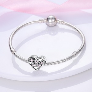 Colgantes Personalizados en Forma de Corazón con Cuentas de Zirconia de Colores, Plata <span class=keywords><strong>925</strong></span>, Accesorios de Joyería Hechos a Mano para Pulseras y Collares, Suministro al por Mayor - Product Image 3