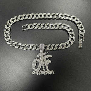 Cadena Cubana con Logotipo Otf NL2124, Cadena de Zinc con Eslabones Cubanos, Estilo Elmas Buzlu Anahtar Bogma Blogu Kuba Baklali - Product Image 2