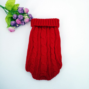 Classic Christmas Cable Knit Dog Sweater Hearts Strawberries Pattern Warm Winter Pet Clothes High Neck <strong>Puppy</strong> Crochet Pullover - Product Image 2