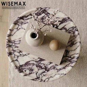 WISEMAX FURNITURE Table basse en marbre de luxe pour hôtel, restaurant, café, bureau, villa, table d'appoint ronde en travertin pour salon - Product Image 4