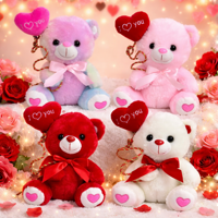 Boneka Teddy Bear Hari Valentine 30cm, Hewan Boneka Plush, Hadiah Romantis dengan Hati 'I Love You', Grosir, OEM