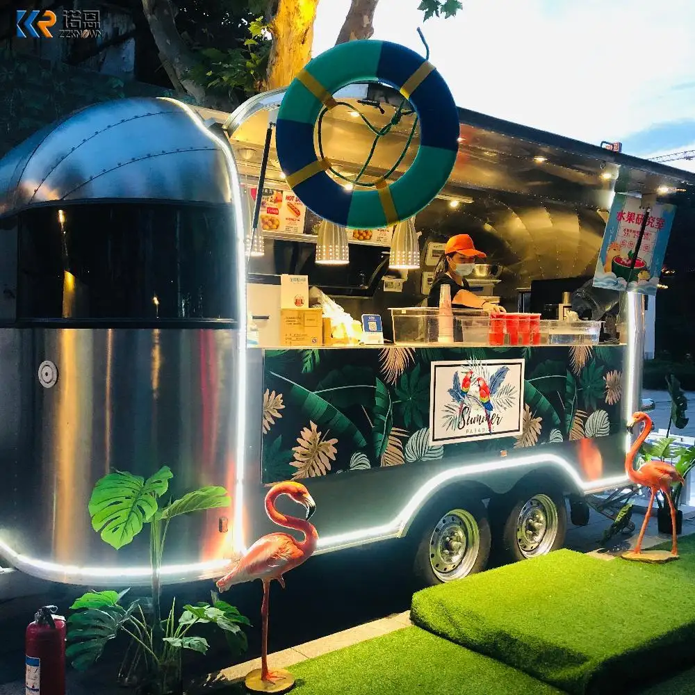 Hot Dog Pizza BBQ Fast Stainless Steel Ice Cream Cart Concession Food Trailer Mobile Airstream Food Truck With Full Kitchen