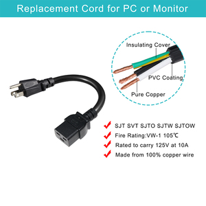 14awg NEMA 5-15 nam SJT 16awg mở rộng 16A C19 dây điện - Product Image 3