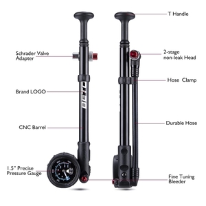 Inflador de Bicicleta para Suspensión Trasera MTB, Bomba de 400 PSI con Válvula Schrader, Bomba Manual de Aleación de Aluminio con Manómetro BETO SP-003AG - Product Image 1