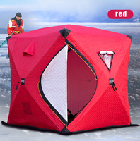 Tenda Memancing Es Terisolasi Tahan Lama dan Kuat untuk 3-4 Orang, Portabel, Tahan Angin, Tahan Air, Lipat, untuk Berkemah di Luar Ruangan Musim Dingin