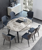 Table à manger moderne en marbre et ardoise de style italien, avec fonction extensible, pour usage hôtelier et chaises de salle à manger