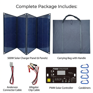 Panel <span class=keywords><strong>Solar</strong></span> Plegable de 500W, 18V/36V, Conector Anderson, Alta Eficiencia, Impermeable, Cargador <span class=keywords><strong>Solar</strong></span> Monocristalino para 12V-72V - Product Image 1
