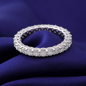 <span class=keywords><strong>Vente</strong></span> flash Bague personnalisée en or 14 carats avec diamant rond de 3 mm cultivé en laboratoire, alliance éternelle pour femme - Product Image 3