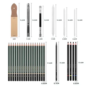 Xinbowen Professional 43Pcs Art Set Kit de lápices de dibujo Sketching Charcoal Pencil Sacapuntas Sketch Pad con bolsa negra