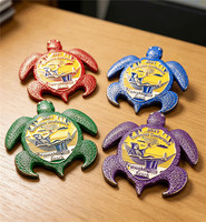 Pièce commémorative personnalisée en métal émaillé dur multicolore, pièce de défi tortue de mer 3D, souvenir de conférence