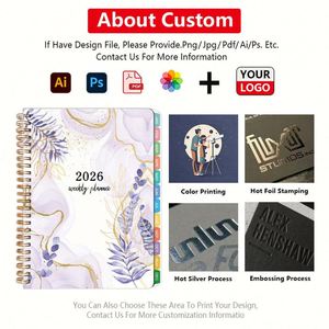 Customizable logo A5 Hardcover Planner Notebook PVC Spiral Binding Thread Sewing Coil Loose-<b>Leaf</b> Paper for School Gift - Product Image 6