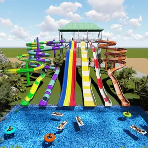 Peralatan Taman Air Kaca Serat Komersial Kolam Air Slide Aqua Park Body Slide