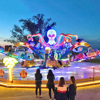 Manège de luxe en fibre de verre en forme de pieuvre rotative pour parcs d'attractions à vendre