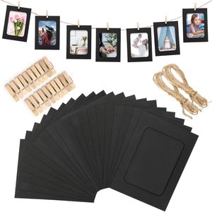 20 Marcos de Fotos de Papel Negro de 4x6 Pulgadas, Tarjetas de Exhibición Colgantes DIY, <span class=keywords><strong>Clip</strong></span> para Pancartas de Pared, Decoración para el Hogar, Bodas y Fiestas - Product Image 1