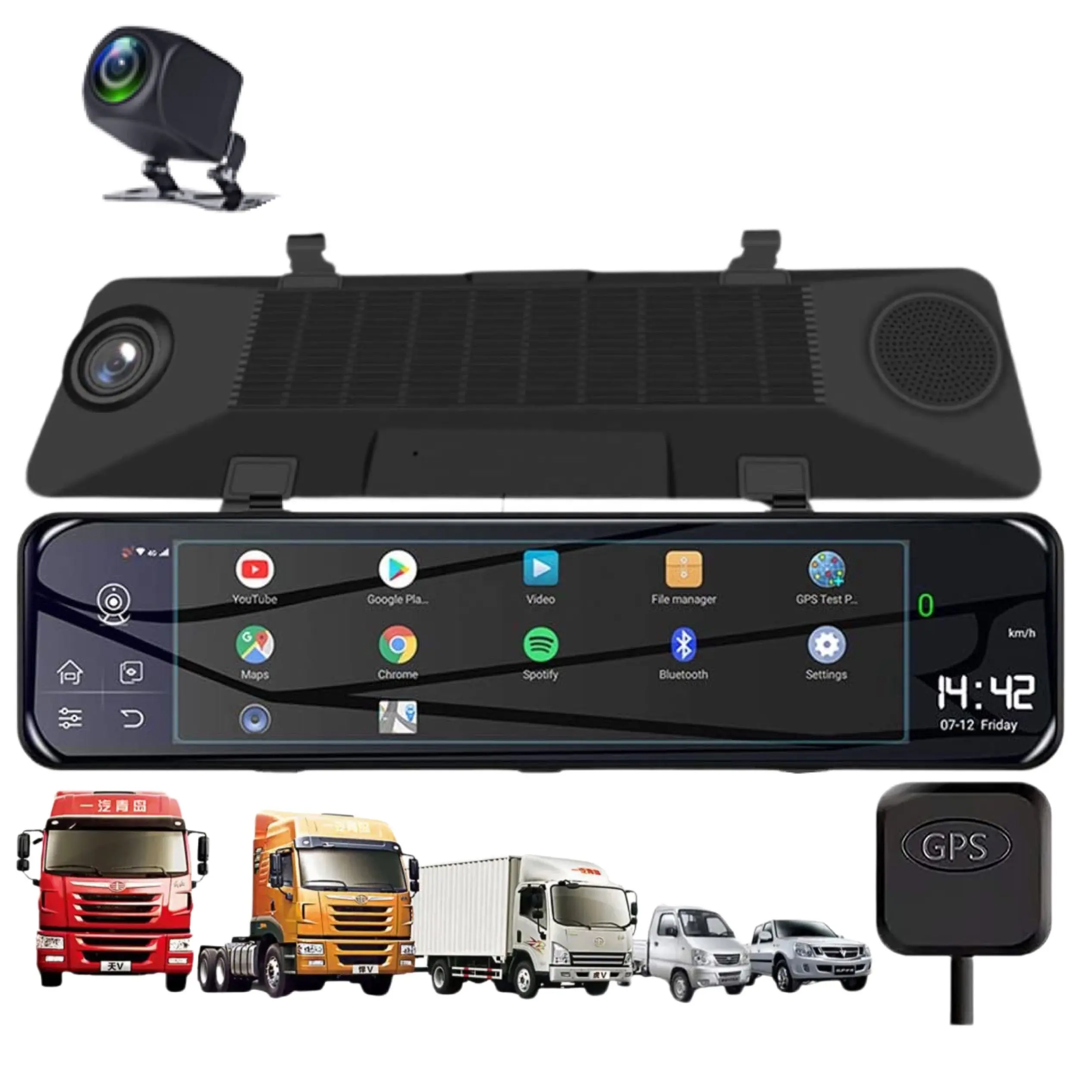 Android 8.1 System 12 Inch Touch Screen Stream Media Rear View Mirror 4G WiFi Car Camera 2+32GB ADAS dash cam