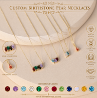Collier pendentif poire personnalisable Haomi CE avec pierres de naissance, zircon et pierres multiples, en acier inoxydable doré pour femme, vente en gros et personnalisation