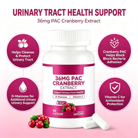 90 capsules de canneberge, capsules de D-mannose 36 mg, extrait de canneberge PAC avec vitamine C, soutien à la santé urinaire des femmes