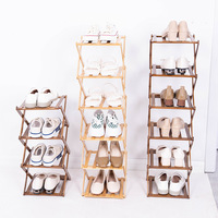 Klappbarer Schuh regal Full Bamboo Small Narrow Door Shelf Kostenlose Installation für platzsparende kleine Familien