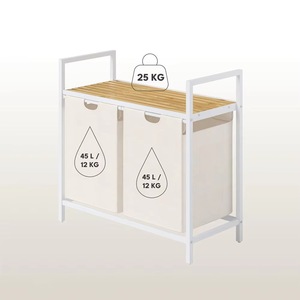 Organizador de ropa multifuncional de bambú con cesta extraíble y desmontable para separar la ropa sucia y cestas para la ropa. - Product Image 3