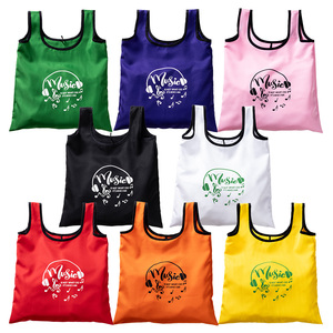 Sac de courses pliable personnalisé avec logo sérigraphié, poignée courte 46,5x57,5cm |   Sac en sergé de polyester durable pour les magasins de proximité - Product Image 2