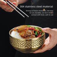 Bol à riz coréen en acier inoxydable 304 poli à double paroi, écologique et durable, pour nouilles froides, soupes et condiments chauds