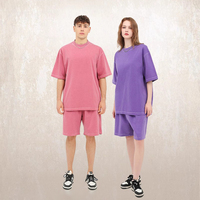 T-shirt Homme OEM 100% Coton Tricoté Lourd 260g Teint Uni Coupe Oversize Épaules Tombantes avec Impression en Relief