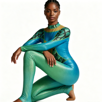 Combinaison intégrale en maille à imprimé écailles de sirène ombrées brillantes, justaucorps de performance sublimé personnalisé pour femmes adultes et équipes de danse