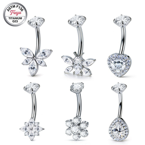 จิวเจาะสะดือไทเทเนียม ASTM F136 รุ่น G23 ประดับ<span class=keywords><strong>เพชร</strong></span>ซิคอนรูปหัวใจทรงหยดน้ำ ขายดี - Product Image 3