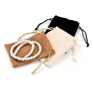 Pochette en velours noir personnalisée avec cordon de serrage, pochette à bijoux en velours, sacs à bijoux en velours avec logo - Product Image 3