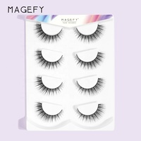 MAANGE label privé 4 paires de cils pleine bande vendeur naturel vaporeux doux bande transparente cils d'oeil de chat