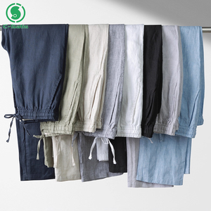 <span class=keywords><strong>Pantaloni</strong></span> Casual da Uomo Personalizzati in <span class=keywords><strong>Lino</strong></span> Intrecciato <span class=keywords><strong>con</strong></span> Coulisse e <span class=keywords><strong>Elastico</strong></span> in Vita, Certificati OEKO-TEX, Vendita all'Ingrosso - Product Image 1