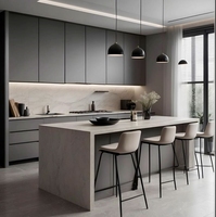 Plan de maison, décoration intérieure, bois, meubles de cuisine modernes personnalisés en stratifié, unité d'armoire