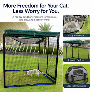 Enclos extérieur enrichissant pour chien avec hamac, en coton résistant aux intempéries et maille métallique, Catio portable et pliable, enclos <span class=keywords><strong>de</strong></span> jeu pour animaux <span class=keywords><strong>de</strong></span> compagnie avec fermeture éclair - Product Image 2