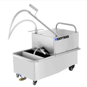 Heavybao Stainless Steel Cooking Restaurant Deep Fryer Oil Filter Cart Machine Mobile Oil Filter Cart Machine for Fryers