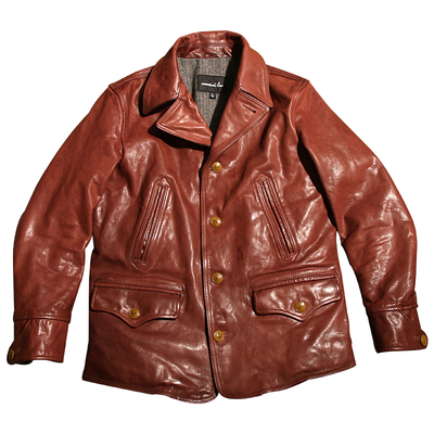 Fashion horse leather jacket Solid Color Single Breasted for Men's Leather Jackets