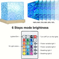 Proyector de Ondas de Agua LED, Carcasa Cuadrada de Acrílico Cristalino, Dispositivo de Luz Ambiental Recargable por USB para Escritorio