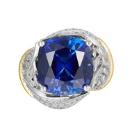 Bague en argent 925 plaqué blanc avec saphir synthétique et plume, collection Banquet Haute Couture Manor Lady Royal Family, modèle Standing