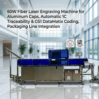 Machine de gravure laser à fibre automatique pour capuchons en aluminium 60W 1C avec traçabilité, codes GS1, DataMatrix, DXF, AI pour ligne d'emballage