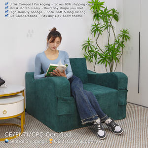 Niños comprimido adecuado para dormitorio sala de estar sofá de compresión de esponja verde oscuro combinación sofá cama plegable - Product Image 3