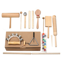 Educational Wooden Percussion Acoustic Drum Set for Children-Full Set with 6 Pieces