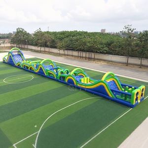 Parcours d'obstacles gonflable géant commercial avec mur d'escalade pour enfants et adultes, idéal pour événements et fêtes en extérieur, location de structure gonflable longue pour course. - Product Image 3