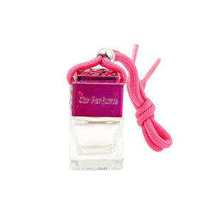 Metal Black Golden Silver Red Lid 8ML Square Hanging <b>Diffuser</b> <b>Car</b> Fragrance <b>Bottles</b> With Rope - Product Image 5