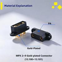 Connecteur mâle-femelle MPX 2+9 plaqué or 9+2 broches à déconnexion rapide, boîtier noir, pour batterie de drone, avion RC, servo, alimentation et signal