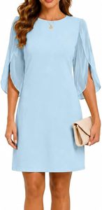 Robe midi anti-plis taille empire pour <span class=keywords><strong>femme</strong></span>, idéale pour les cocktails, les mariages, les vacances et le bureau - Product Image 3