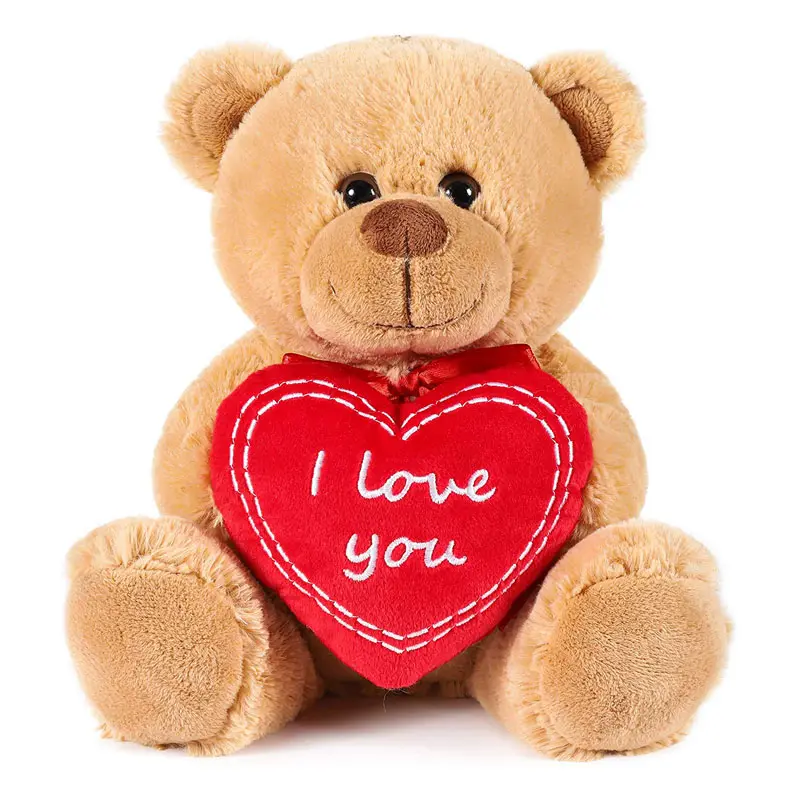 Hari Valentine beruang dengan cinta hati bantal dekorasi hadiah Valentine pasangan uniseks disesuaikan mainan mewah Logo pelanggan