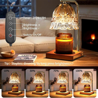 Lámpara Calentadora de Cera Eléctrica Retro con Control Remoto, Base de Mármol de Cristal, Lámpara de Vela sin Llama Regulable, Regalo de Navidad o Cumpleaños