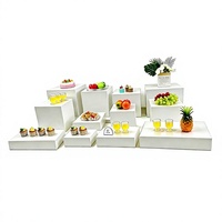 Ensemble de présentoirs à buffet en acrylique blanc brillant, supports à desserts, présentoirs en cubes pour mariage, fête, restauration