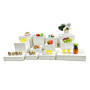 White <b>Acrylic</b> Buffet Display Riser Set Glossy Dessert Food <b>Stand</b> Cube Display Rack for Wedding Party Catering - Product Image 4