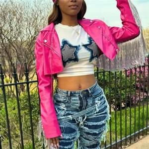 <strong>Women's</strong> Summer Crop Tops American Short Sleeve Crewneck Star Patch Short <strong>T</strong>-<strong>shirt</strong> Casual Basic Slim Tees - Product Image 5